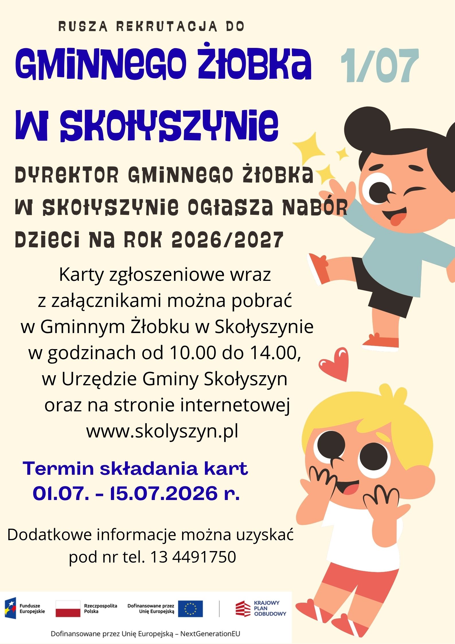 Plakat z&nbsp;informacjami o&nbsp;naborze
